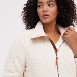 Torrid Sherpa Pu Trim Zip-Front Kimono - Size 1 - Birch + NWT